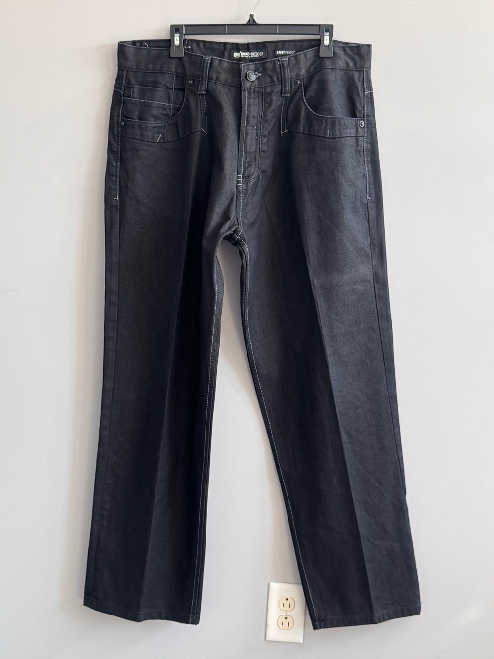 Ecko Unltd Men's W38 Black Baggy Jeans Y2K Streetwear Logo Denim